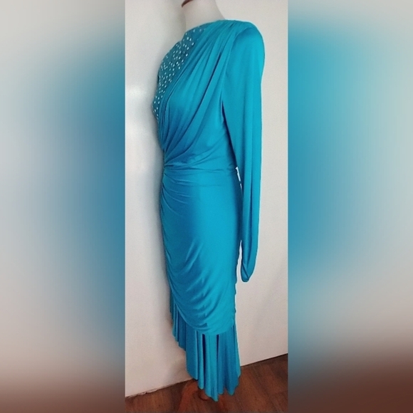 VINTAGE TADASHI AQUA GOWN - Picture 8 of 15